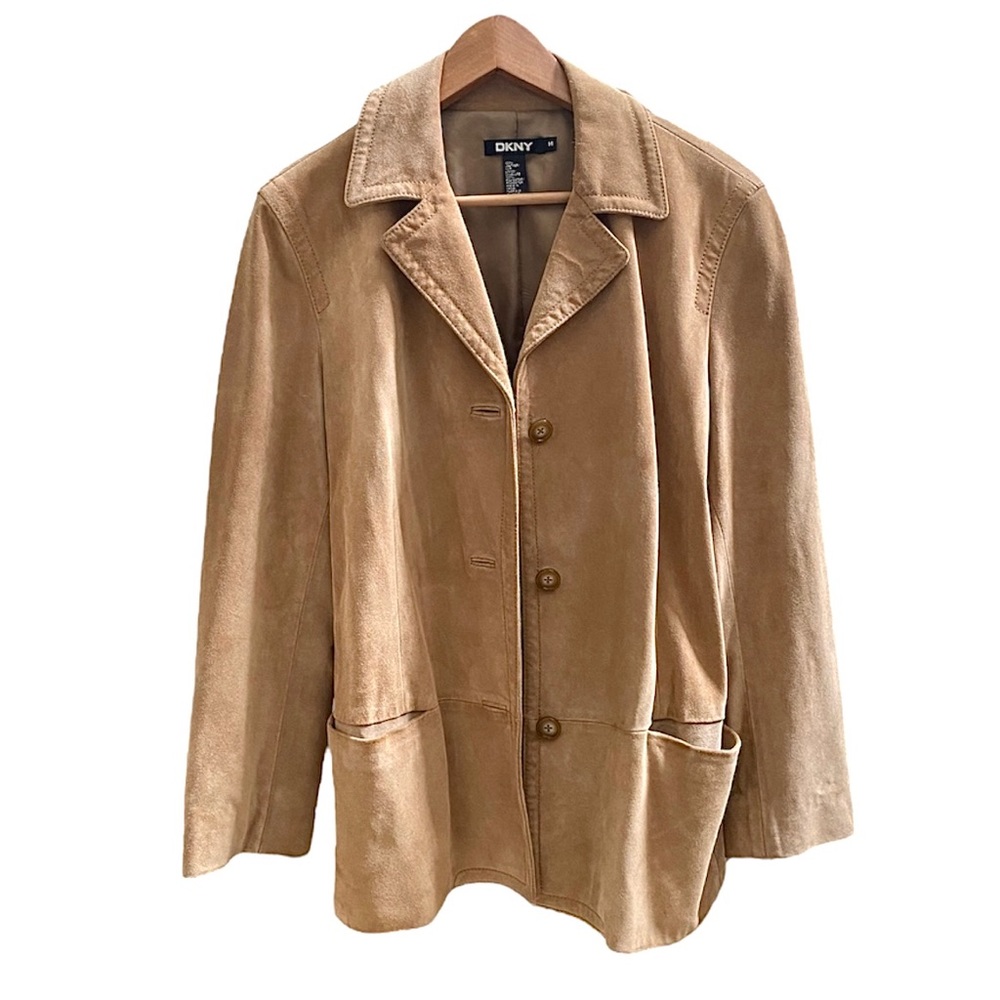DKNY SUEDE BLAZER VINTAGE SIZE 14 CAMEL